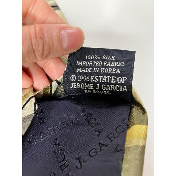 Jerry Garcia Silk Tie Collection 27 Abstract Wave Beige Gold Gray Mens - Picture 5 of 6